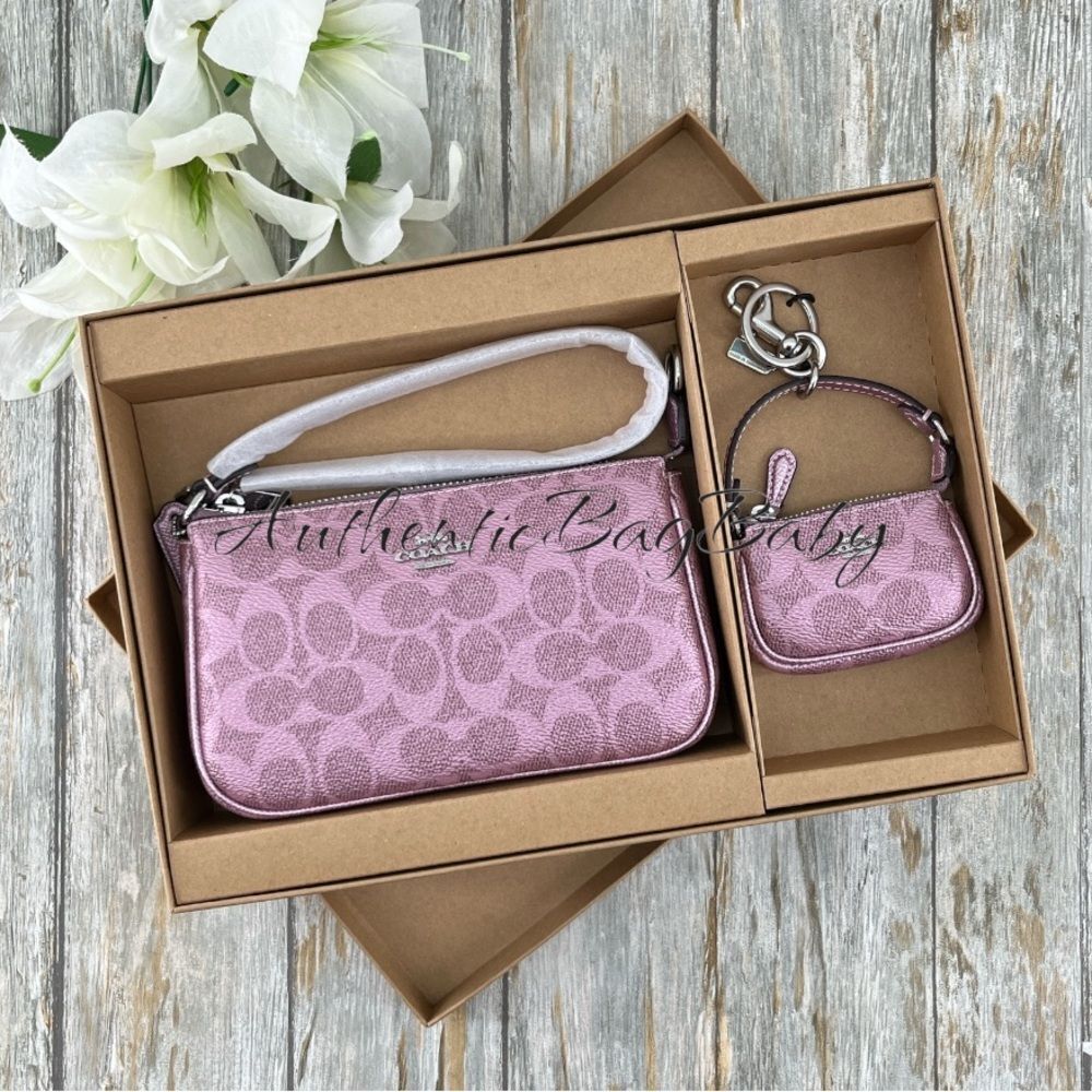 Coach Boxed Nolita 19 & Bag Charm Set In Metallic